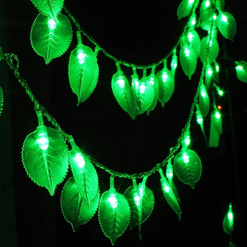 AC110V/220V 10M 100leds Green Leaf LED String Light Waterproof Outdoor Garden Garland Christmas Holiday Wedding Decorative Light