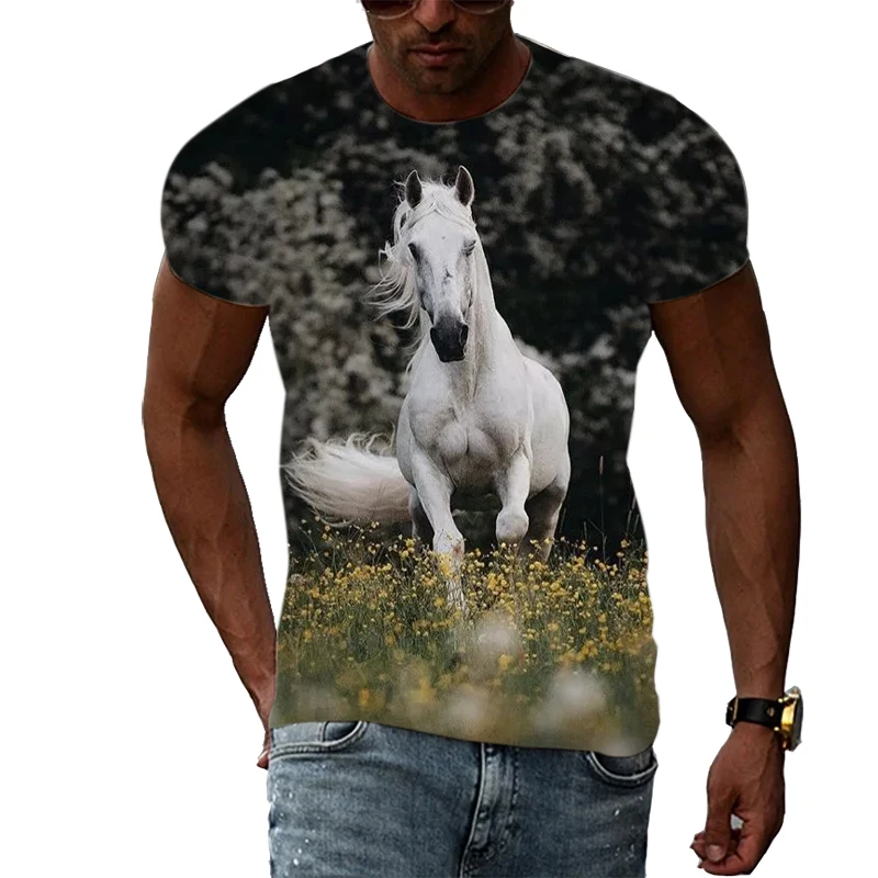 

Summer Men Cool Style Horse graphic t shirts Fashion Personality Animal Pattern Printing T-shirt Hip Hop Harajuku Casual t-shirt