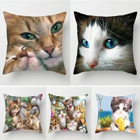 1pc cat printed pillow cushion linen pillowcase cute fashion sofa pillow cover car cushion cover home decor