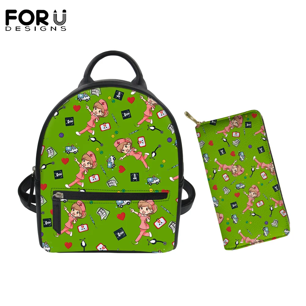 

Роскошные дизайнерские сумки FORUDESIGNS, маленький кошелек, 2 шт. для детей, мультяшный розовый, медсестра, брендовый дизайн, женский клатч, кошел...