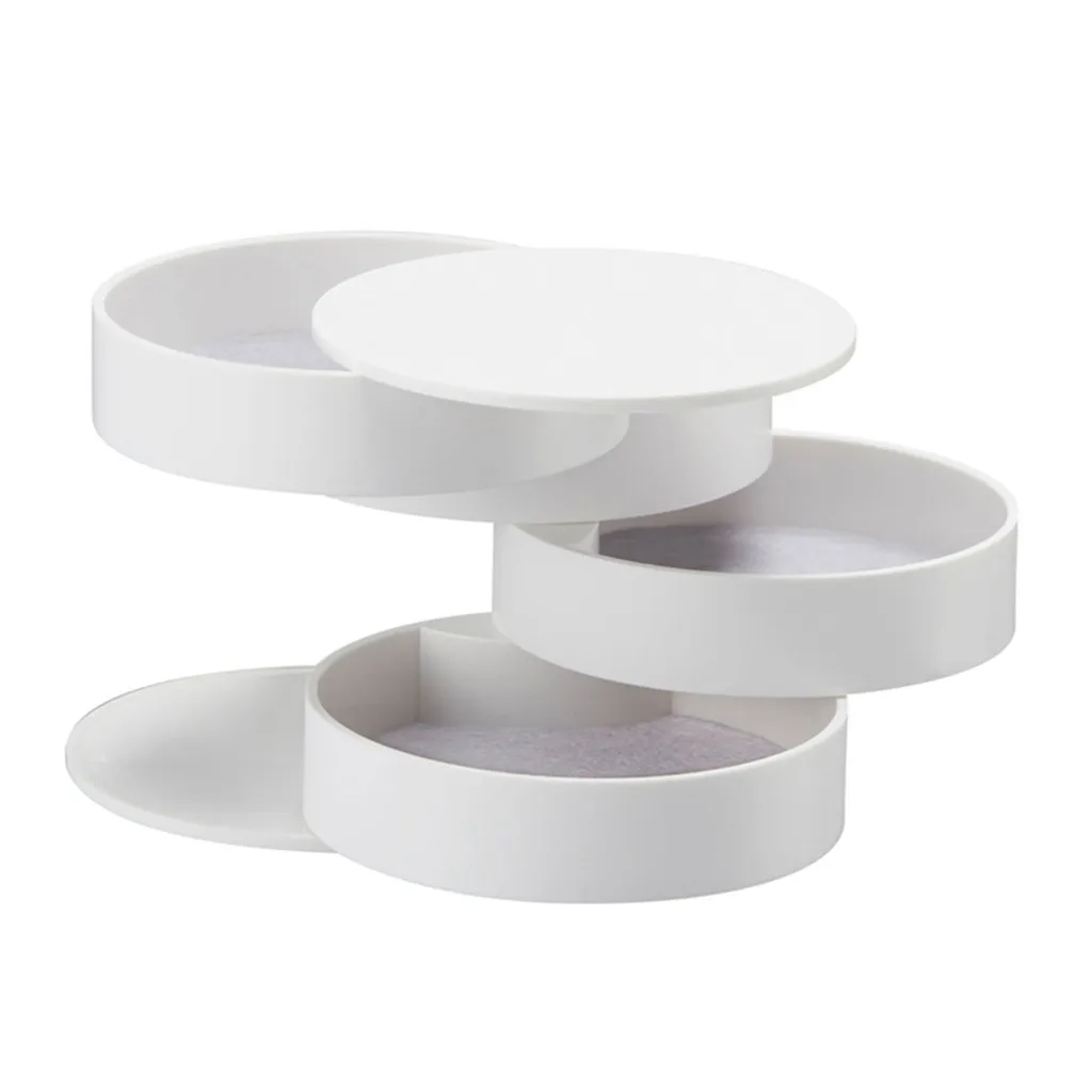 

Jewelry Storage Box 4-Layer Rotatable Jewelry Accessory Storage Tray with Lid