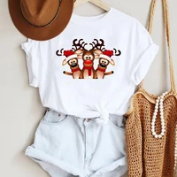 women fashion deer animal cute 2022 merry christmas print tshirts clothes graphic female top t shirt ladies tee t shirt