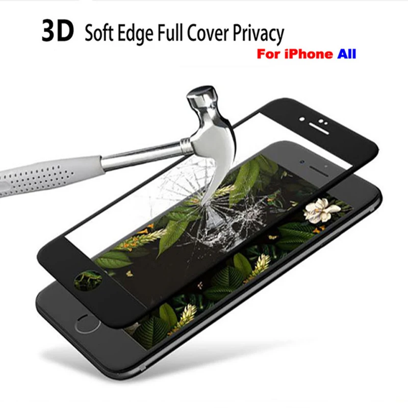 3D Покрытие Закаленное стекло для iphone 7 6 6s 8 plus X защита экрана защитное на |