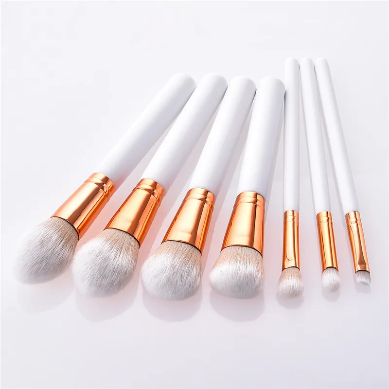 7 шт./компл. набор кистей для макияжа белая деревянная ручка пудры Контурные