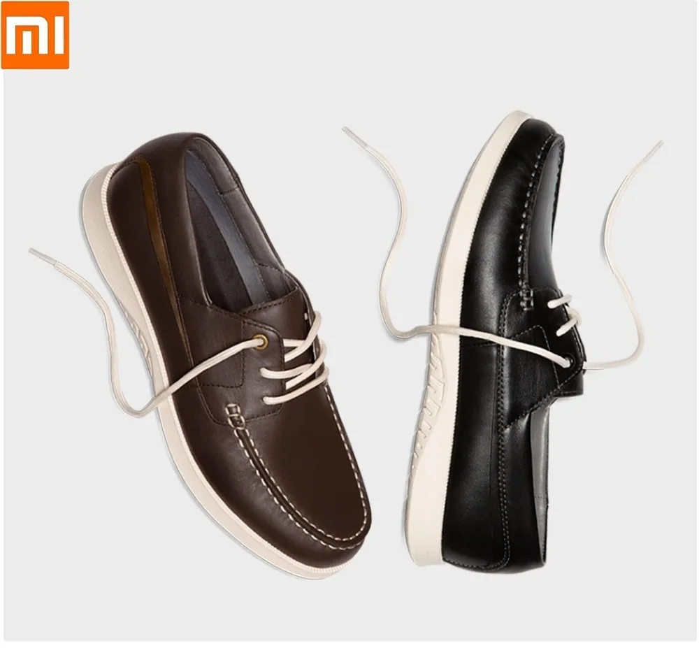 Xiaomi QIMIAN/мужская повседневная обувь на шнуровке легкая Нескользящая обувь для вождения с шестью отверстиями и эластичной подошвой из воловьей кожи