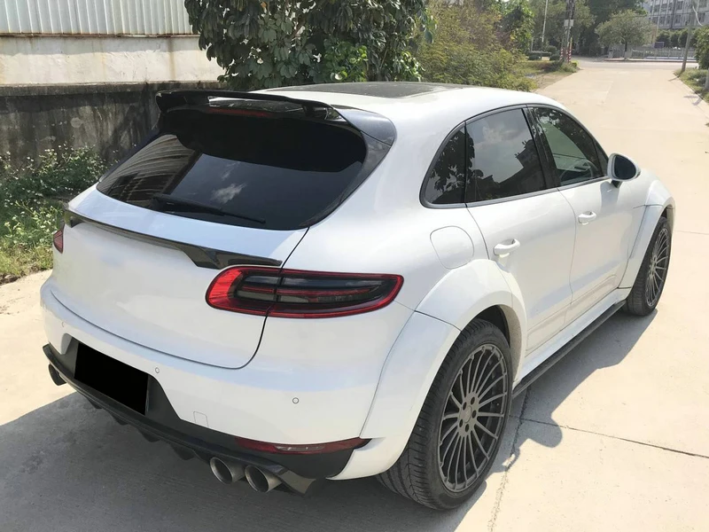 Автомобильный Стайлинг для Porsche Macan S карбоновые велосипедные шины волокно задний спойлер с боковыми плавниками глянцевая отделка багажник сплиттер крыло волокна Крока крыши