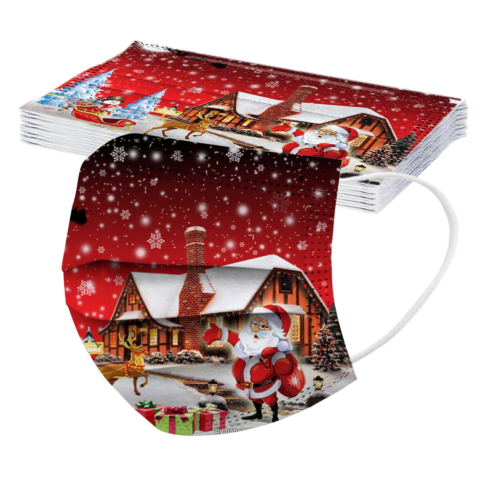 10 шт. одноразовые маски с рисунком рождественской елки | Тематическая одежда и