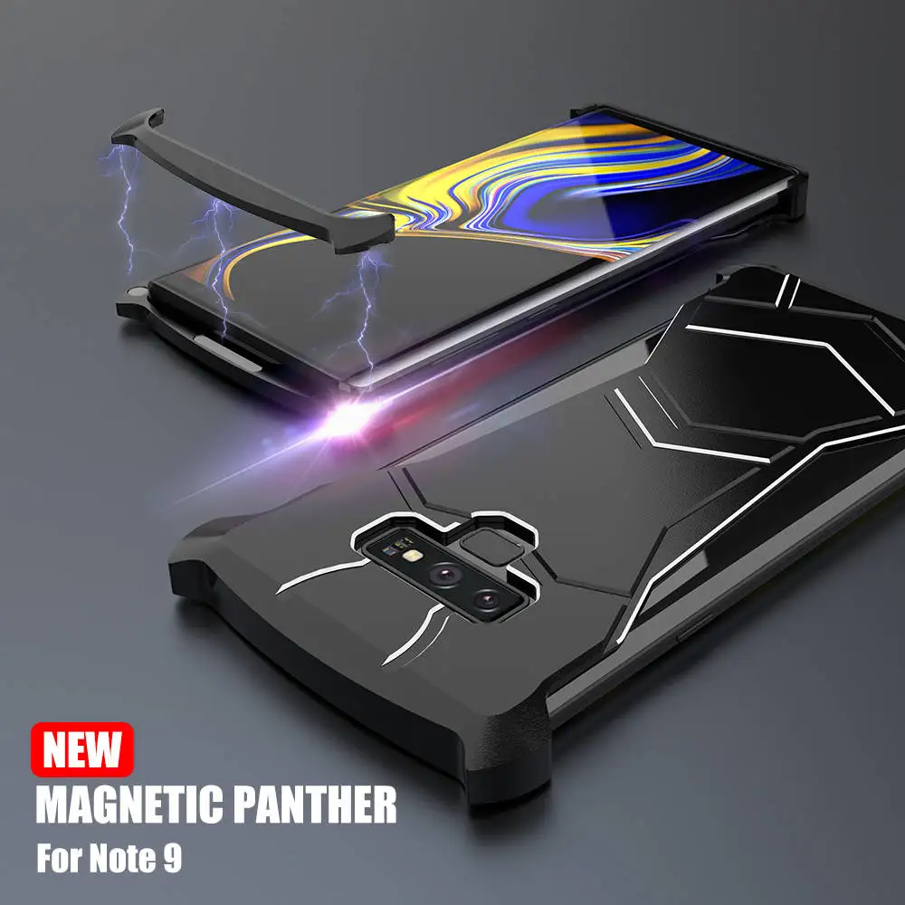 luxury Aluminum Bumper Magnetic Phone Case for Samsung Galaxy Note 9 S10 Cover Adsorption Metal Fundas Coque Shell |