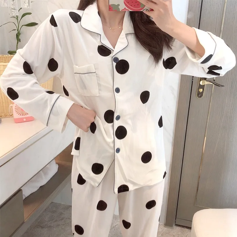 

Casual Velvet 2PCS Pajamas Suit Women Sleepwear Shirt&Pants Soft Autumn New Home Clothes Pyjamas Velour Intimate Lingerie