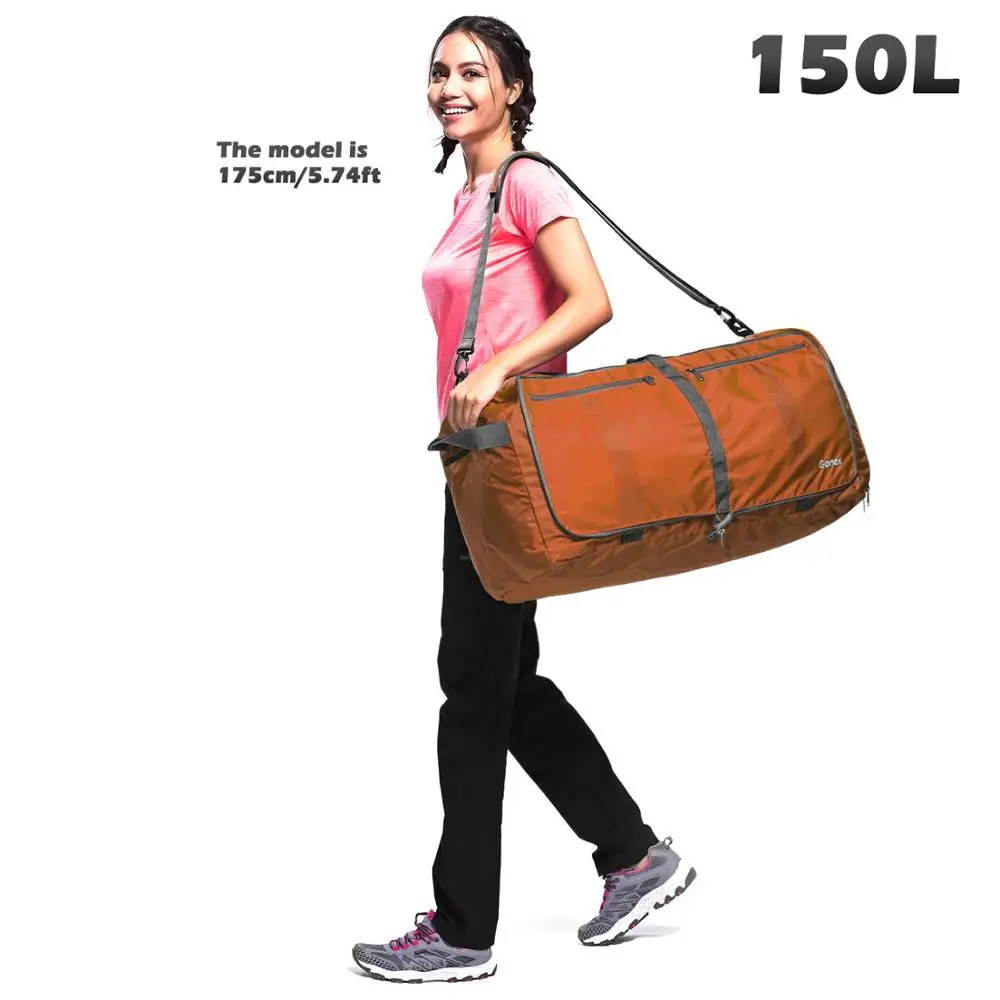 Orange 150L Gonex 100 л дорожная сумка для багажа 210D нейлоновая Женская и мужская дорожная сумка для путешествий Сверхлегкая складная сумка для отдыха и деловой поездки - Цвет: Orange 150L