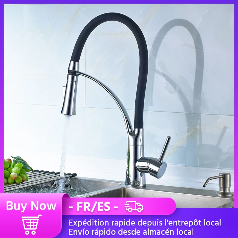 

360 Degree Rotation Matte Black Kitchen Faucet Deck Mounted Mixer Tap Stream Sprayer Nozzle Kitchen Sink Hot Cold Taps HWC
