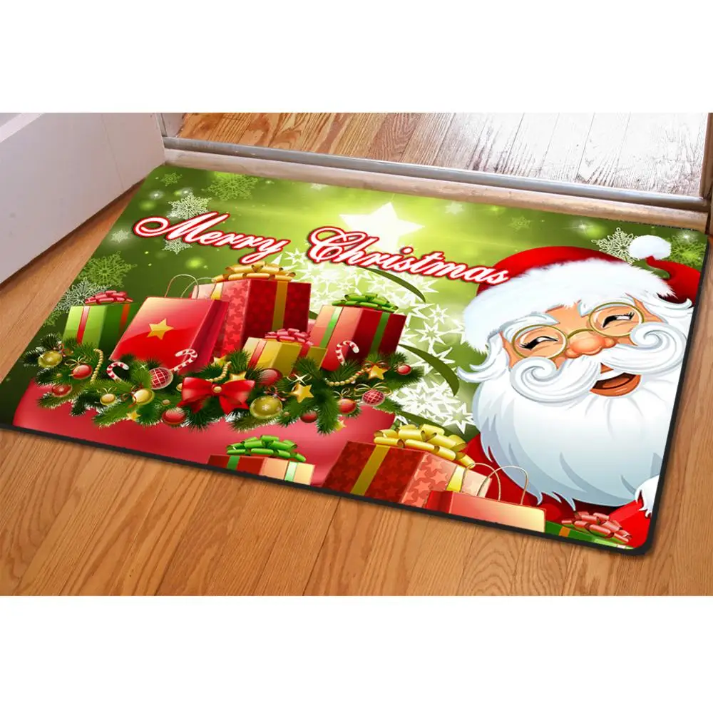 Нескользящий коврик Upetstory с надписью Merry Christmas Придверный для прихожей моющийся