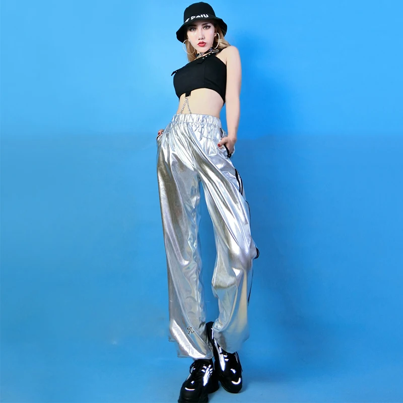 Женский костюм для выступлений в стиле хип-хоп уличного танца с цепочкой и