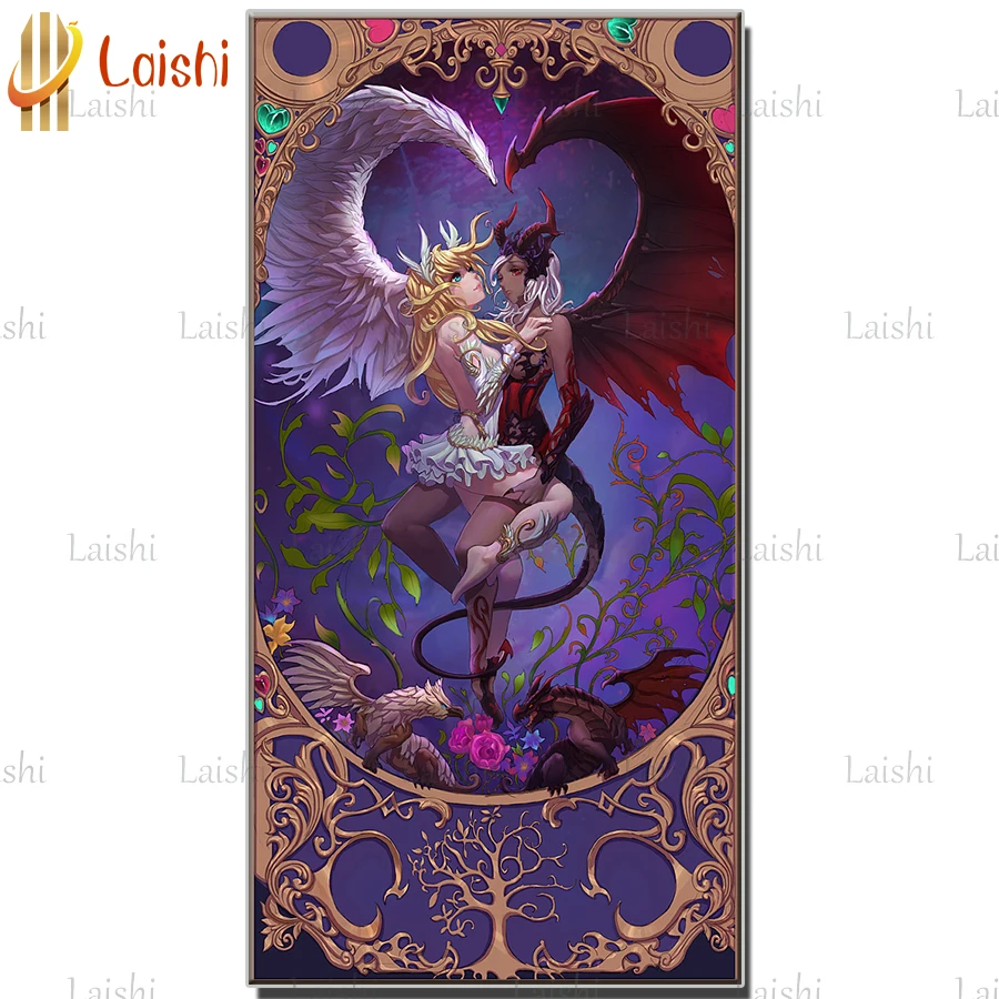 

New arrival Angels and demons Diy diamond painting picture rhinestones embroidery diamond mosaic sticker 5d cross stitch decor