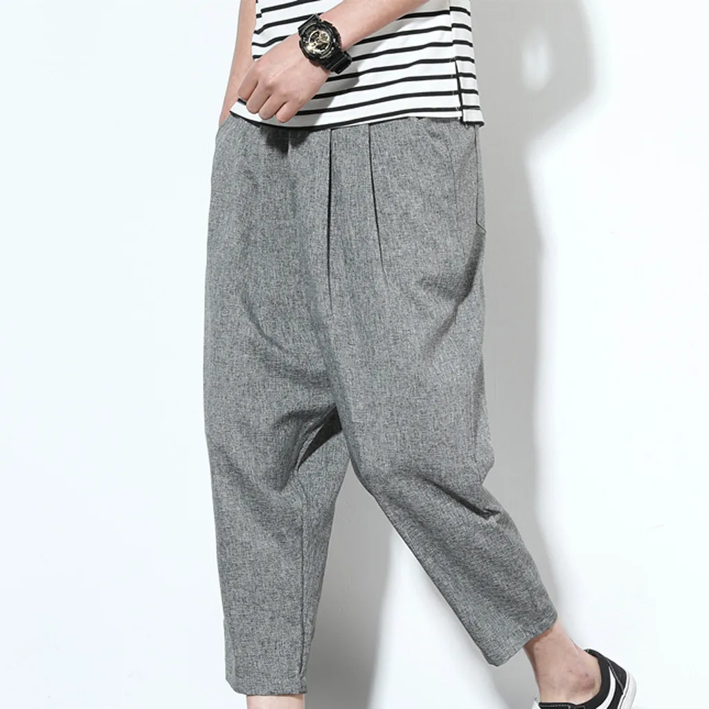 Мужские широкие брюки лето 2020 горячая распродажа мужские хлопковые льняные