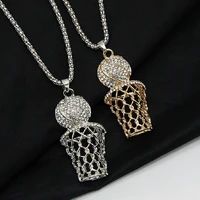 new creative fashion diamond encrusted basketball frame necklace hip hop hip hop sports trend jewelry pendant