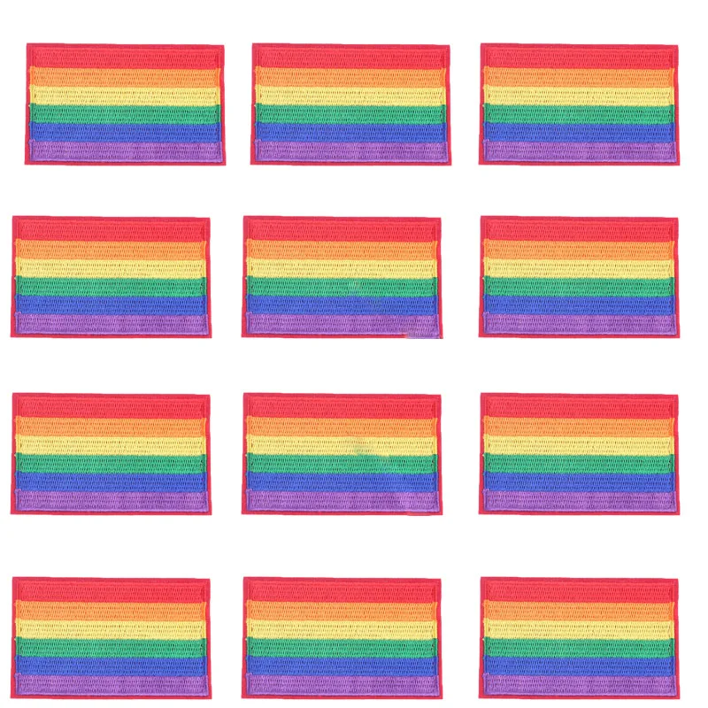 Недорогие радужные нашивки с флагом для одежды термоклейкие вышитые наклейки на