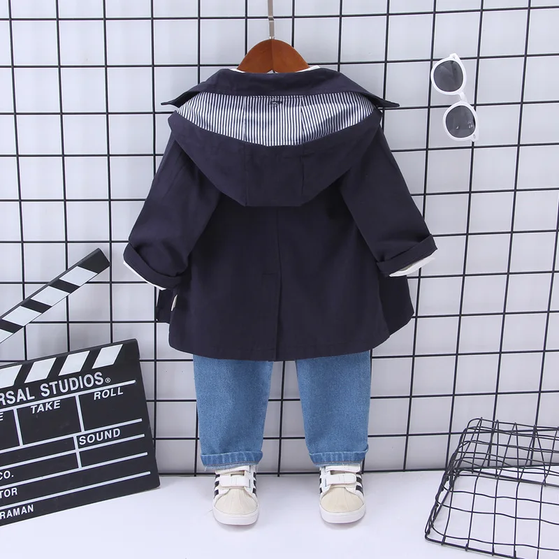 Одежда для маленьких мальчиков 2019 г. Корейский модный Тренч + футболка джинсы