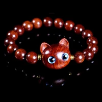natural original beads 10mm sandalwood bracelet cute cat kawaii wrist chain women luxury charm jewelry fashion accessory