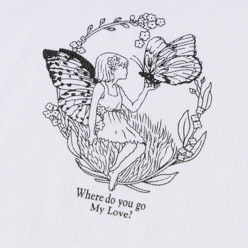 

Adventure Time Cartoon Printed Lace Trim White Crop Top Fairy Grunge Summer Clothes for Women Cute Slim Fit Ribbed Y2k Tank Tops