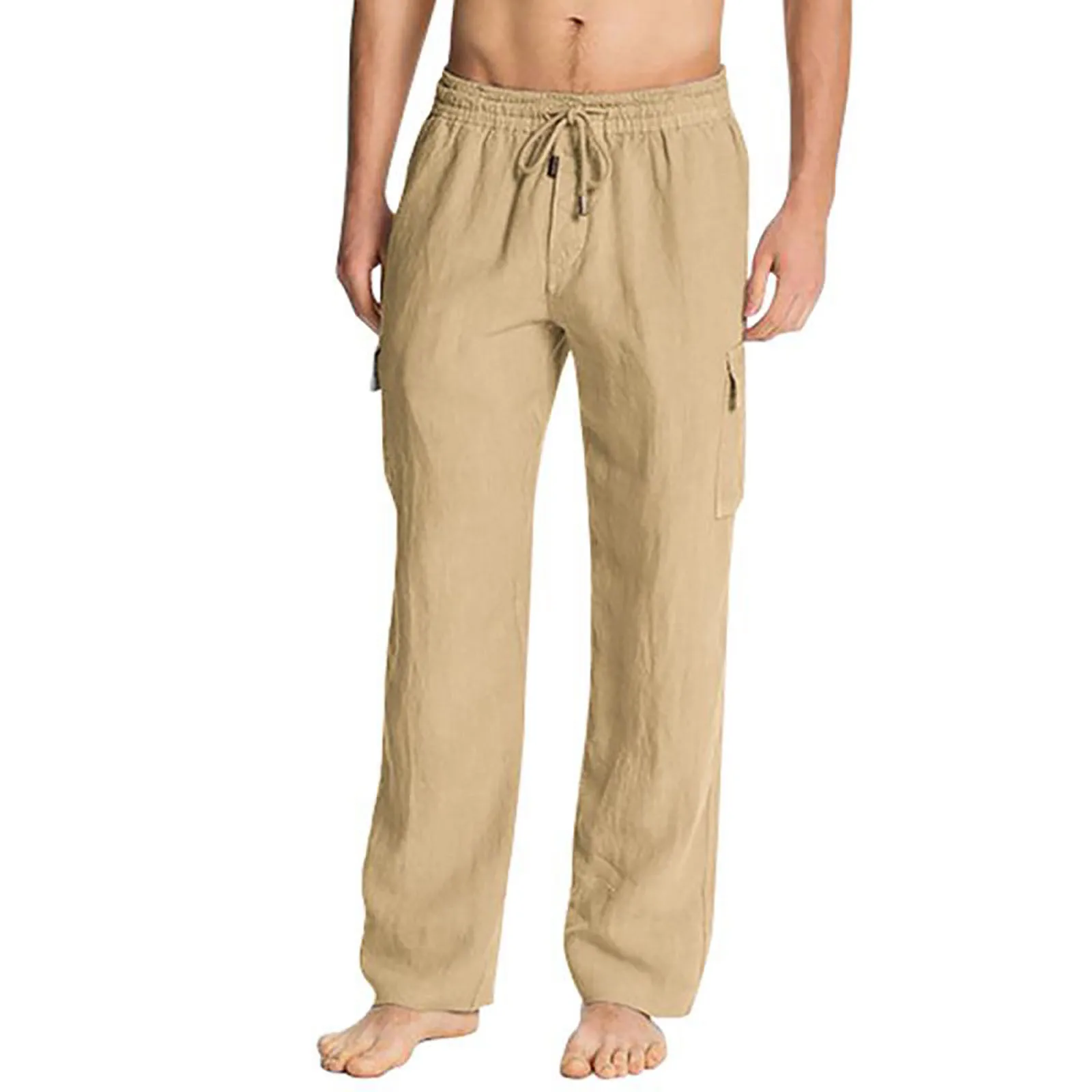 

Quick-Drying Sexy Pants Men Fashion Cotton linen Plus Size Casual Elastic Waist Pockets Long Pants Training Gym Leggings
