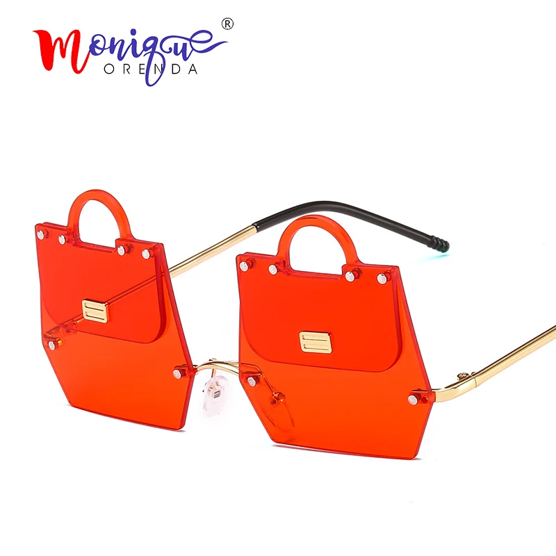 

2019 New trend handbag shape sunglasses women Irregular metal frame cool modern rimless fashion sun glasses oculos de sol UV400