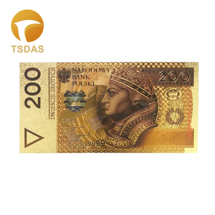 Банкноты из цветной золотой фольги 100 шт./лот польская банкнота 200 злотых банкнот