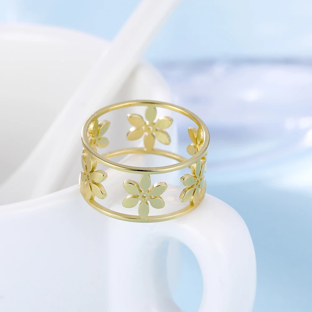 Кольца COOLTIME в форме цветка для женщин и девушек кольца из нержавеющей стали