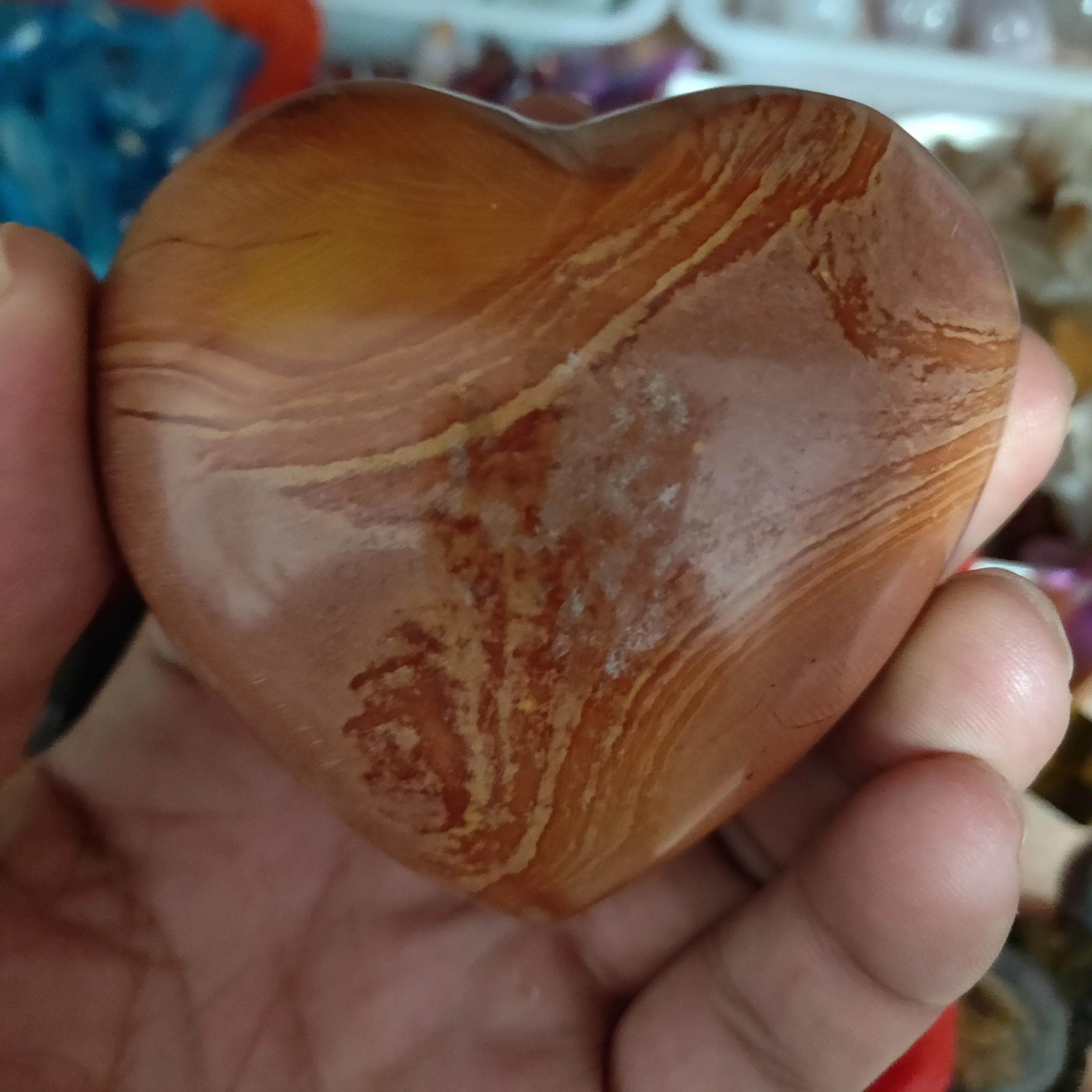 

180gNatural Marine stone heart - shaped natural stones and minerals home decoration heart shaped agate polished stone collection