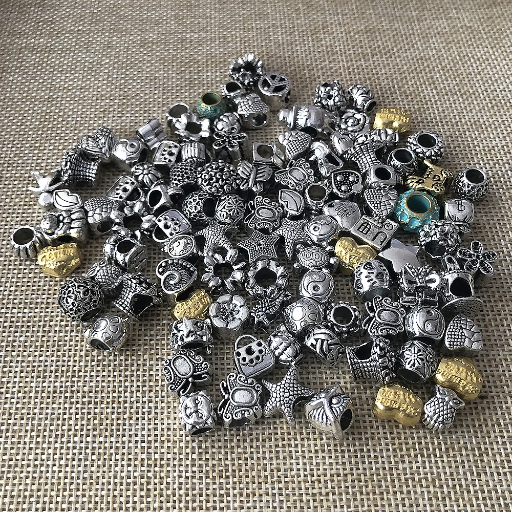 Горячая Распродажа 20 шт. рандомные смешанные бусины из сплава подходят для