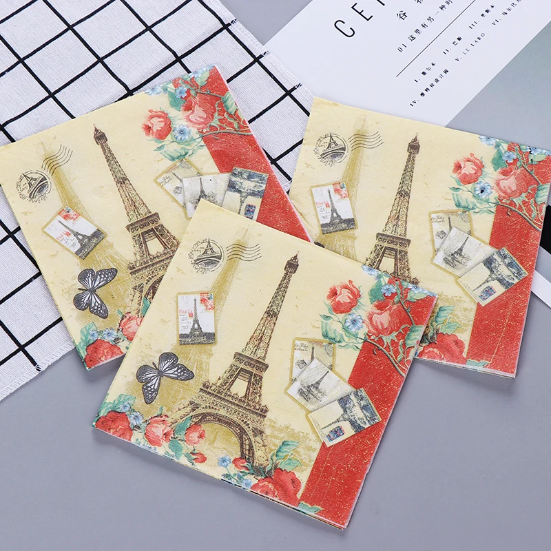33*33 см 20 шт./лот Цветной печатные салфетки творческий Эйфелева башня бумажные для