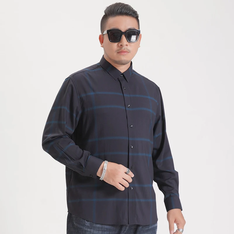 Большие размеры 8XL 7XL 6XL 5XL мужские деловые повседневные рубашки с длинными