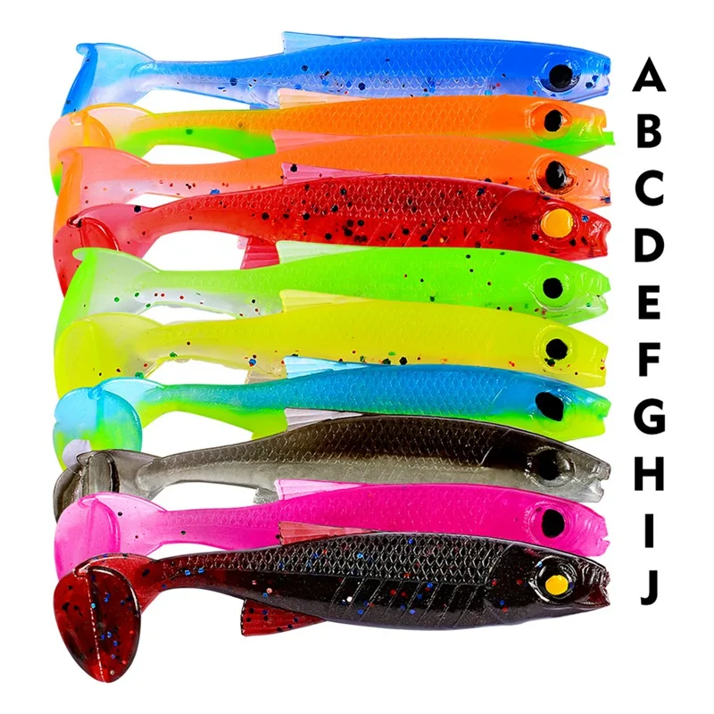 AISPORT 10pcs/set Artificial Bait False T Tail Fish Shape Lifelike Soft Silicone Lure Fishing Accessories | Спорт и развлечения
