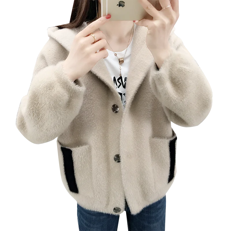 Женский бархатный свитер в западном стиле Красная Вязаная кофта для прогулок