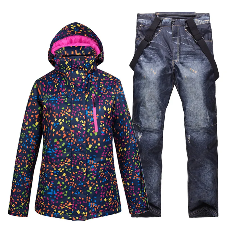 picture jacket pant Недорогой женский лыжный костюм, комплекты одежды для сноубординга, водонепроницаемые ветрозащитные зимние костюмы, куртки+ нагрудники, штаны, лыжный костюм - Цвет: picture jacket pant