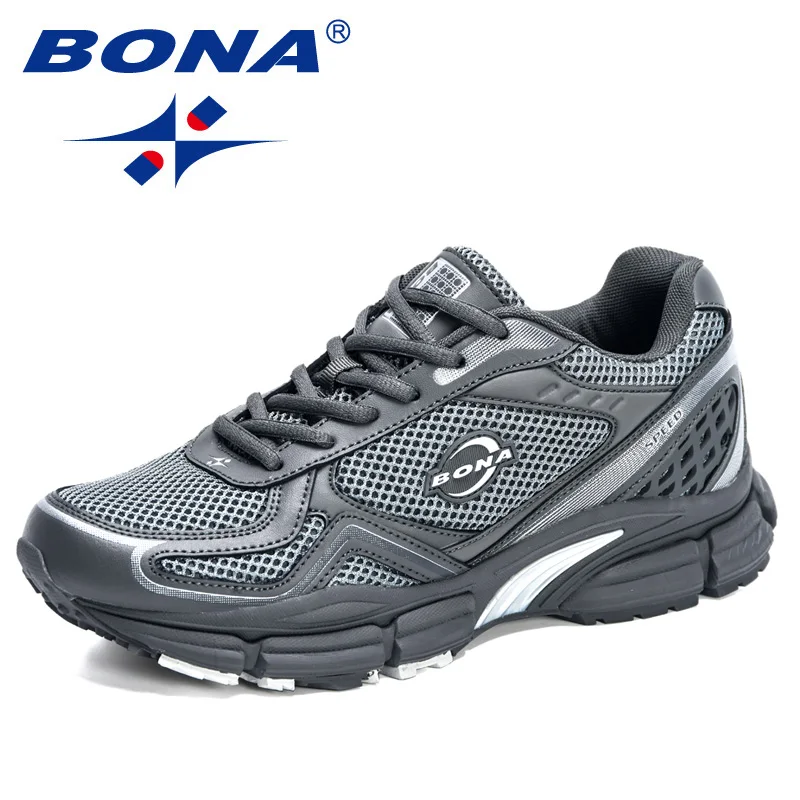 Мужские кроссовки BONA кожаная сетчатая спортивная обувь для бега легкие