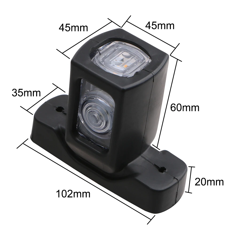 

1 Pair 24v LED Truck 4 LEDs Marker Side Light For Trailer Truck Van Lorry 3 Faces Red Amber White Color Lighting 10-30v Lights