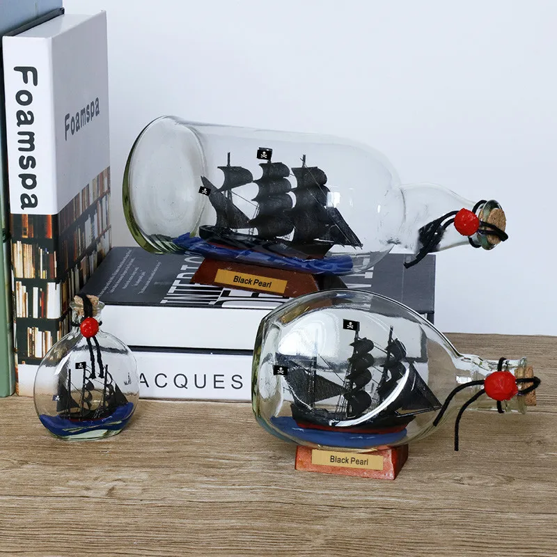 Черная жемчужина Пиратская бутылка корабль стеклянная для дрифтинга желаний