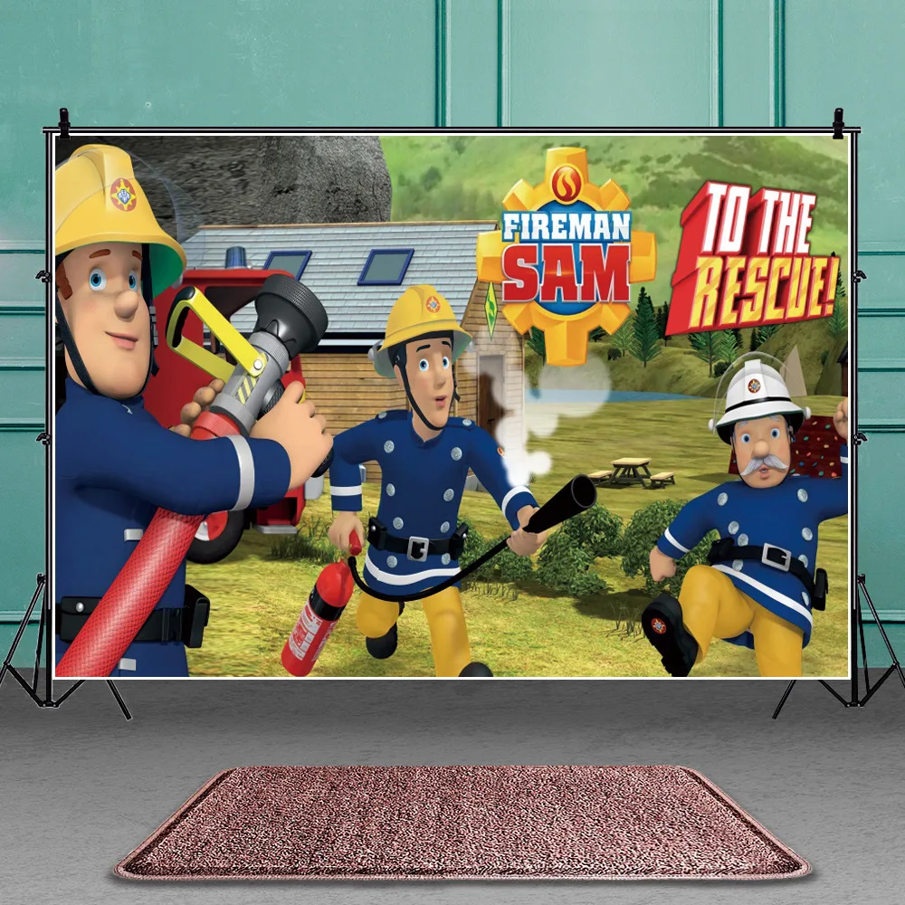 Фоны для фотосъемки Fireman Sam с изображением флажки воздушных шаров пожарного