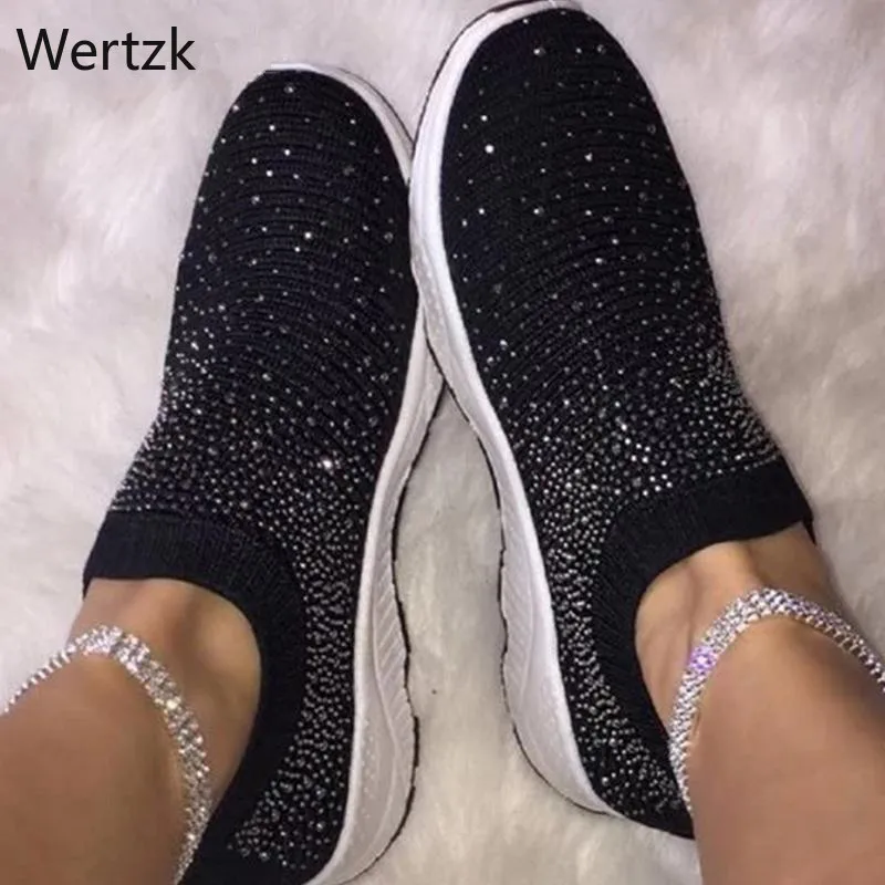 Женские кроссовки на плоской подошве Вулканизированная обувь Вязанная женская