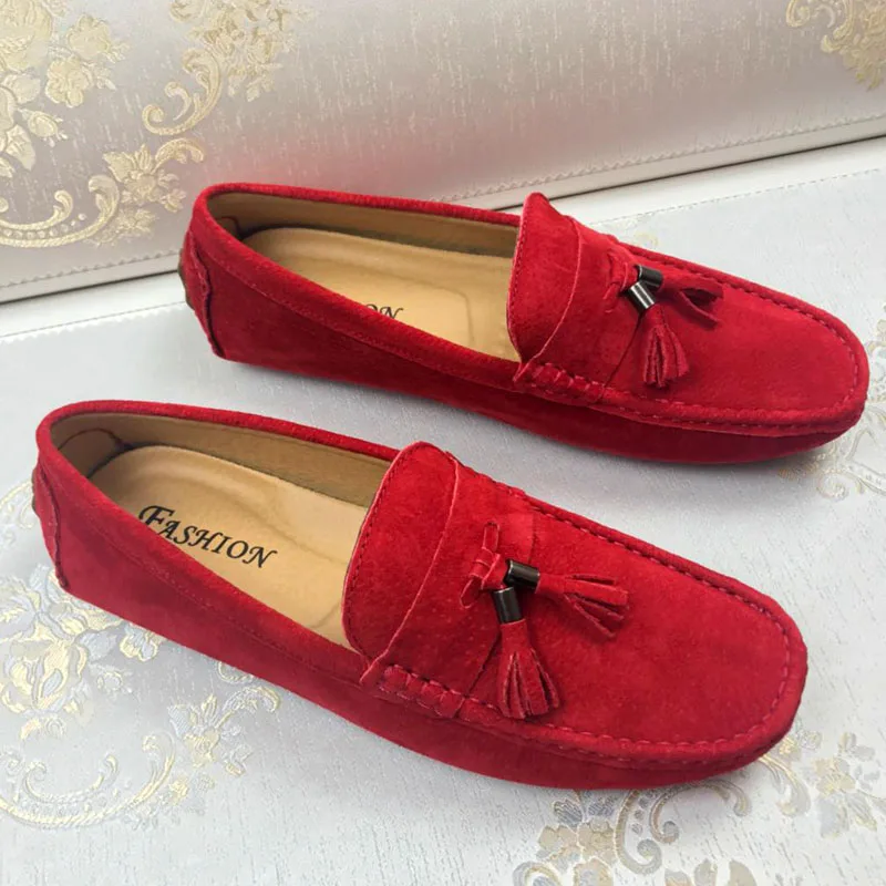 

man casual shoes 2020 winter Loafers men flats split leather shoes slip on Driving shoes Designer flats male footwear soft 38-45