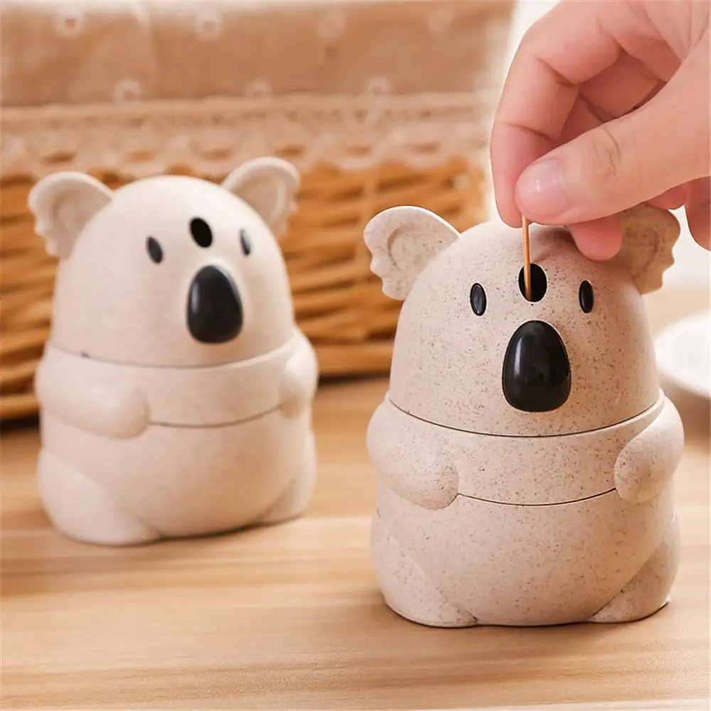 Cute Koala коробка для зубочисток автоматическая из пшеничной соломы Ручной пресс