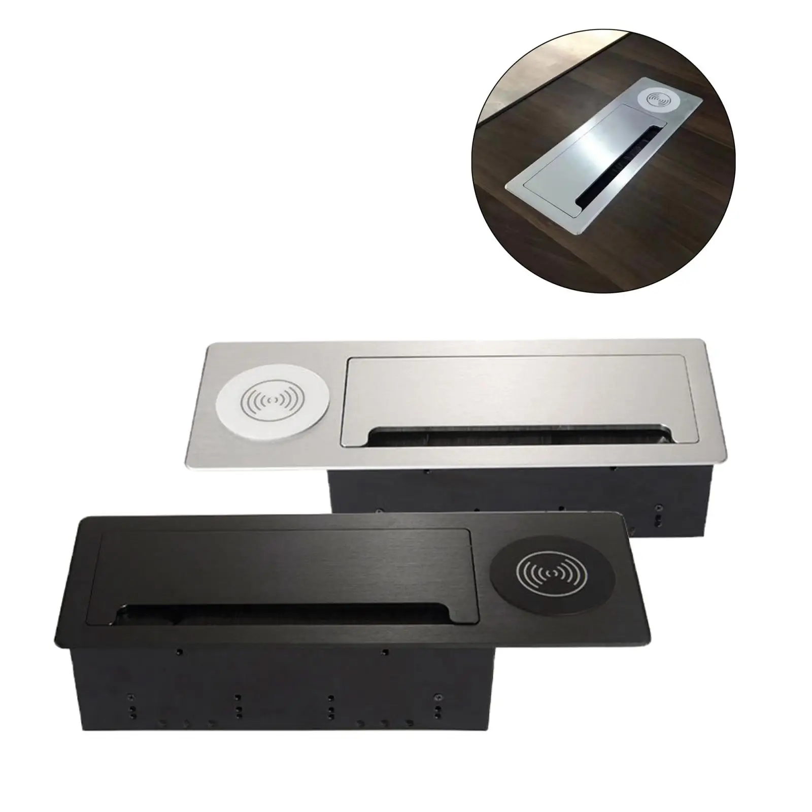 

Desktop Socket Table Outlet UK US EU FR Socket With USB Charging Slow Aluminum Alloy Plate For Meeting Room Office Home Use