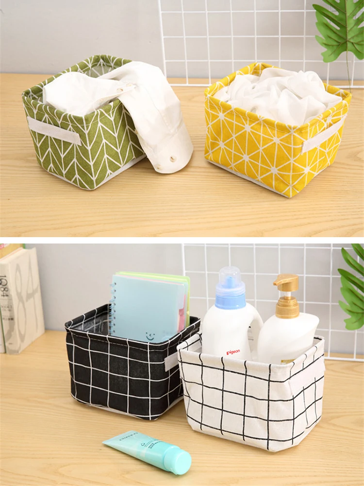 Складная Настольная корзина для хранения из хлопка и льна коробка игрушек нижнее
