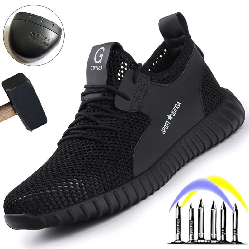 

Защитные кроссовки из дышащей сетки, со стальным носком, защита от проколов, 2021