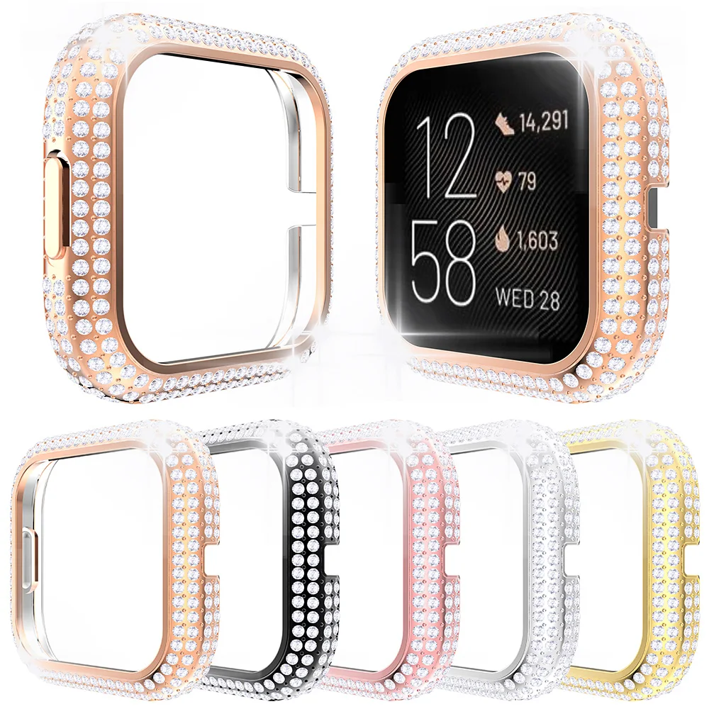 Модный женский защитный чехол Стразы для Fitbit Versa 2 часов Блестящий жесткий бампер