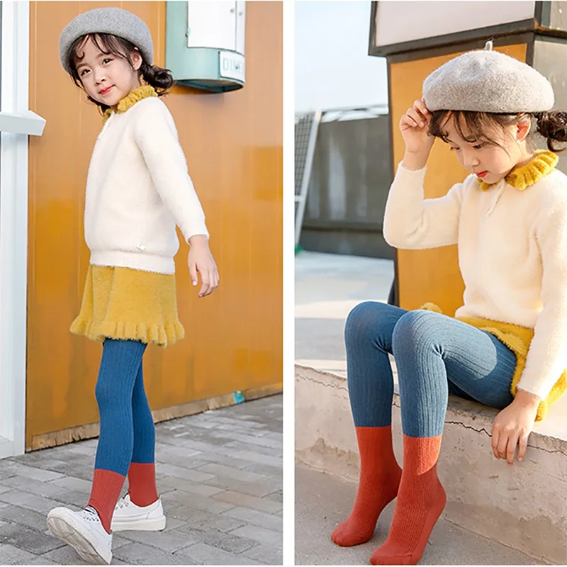 Детские леггинсы для девочек хлопковые однотонные повседневные чулки