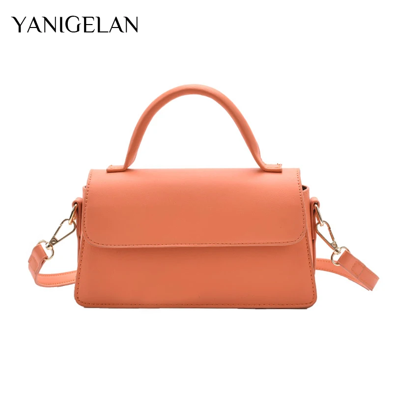 

Solid Color Leather Ladies Handbags Fashion Simple Style Messenger Bags Hot Sale Women Shoulder Pack All-Match Popular Sac Femme