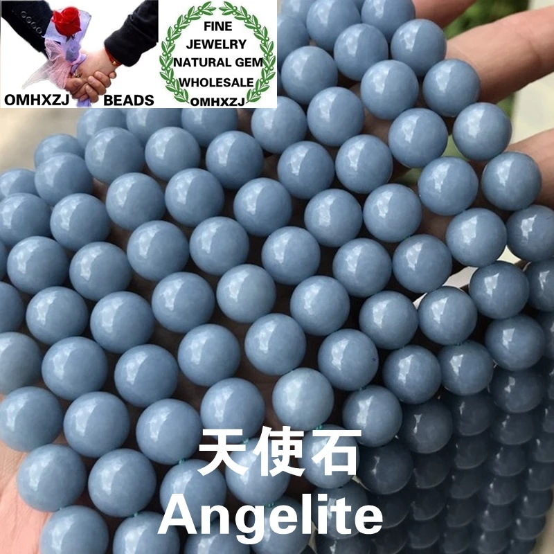 

OMHXZJ оптовая продажа ZB28 6 8 10 мм DIY браслет ожерелье ювелирные изделия аксессуары натуральный камень тонкие A AB Angelite круглые бусины