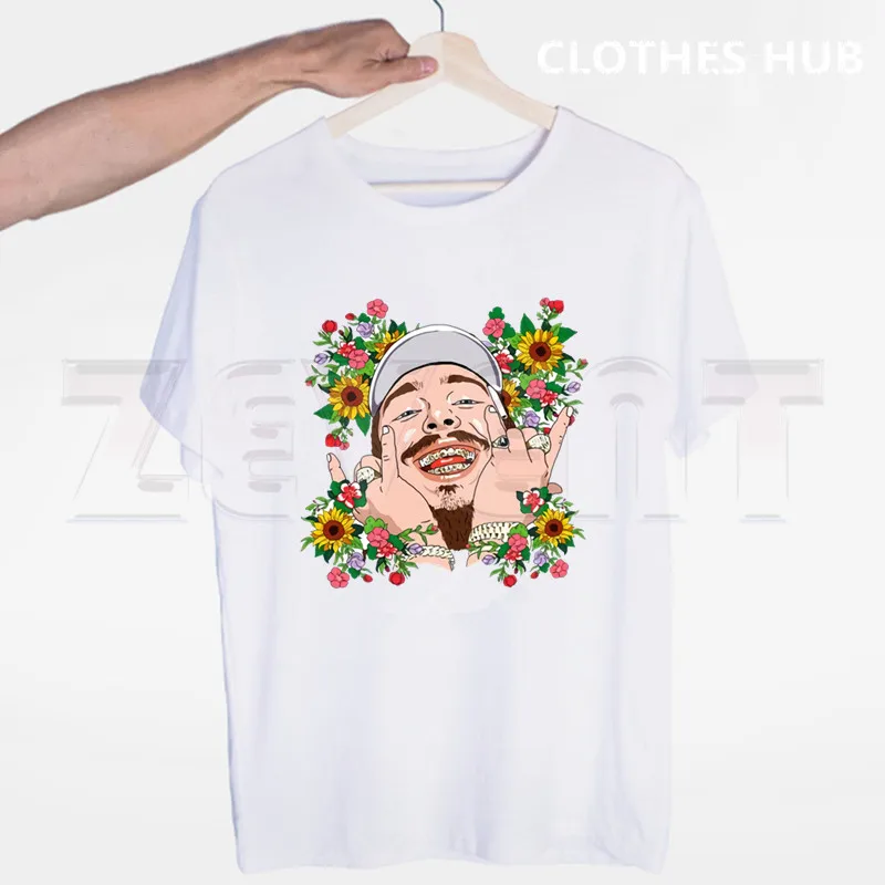 Мужская футболка Post Malone с коротким рукавом белая в стиле хип-хоп мужские футболки